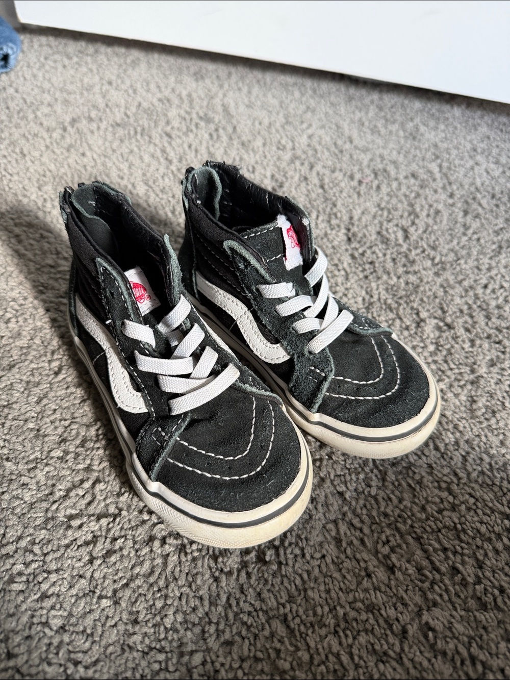 Vans toddler Black and White High Top Skate Sneakers